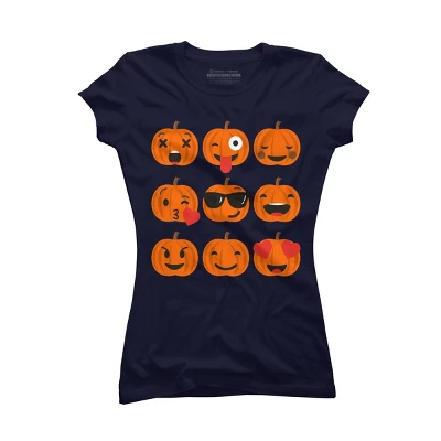 Junior's Design By Humans Halloween Pumpkins Emoji By Honeytree T-Shirt - Image 5