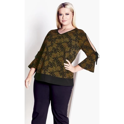 Women's Plus Size Lara Layered Print Top - Gold | AVENUE - Image 5