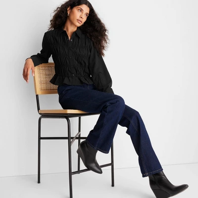 Women's Long Sleeve Ruched Button-Up Top - Future Collective™ With Reese Blutstein - Image 2
