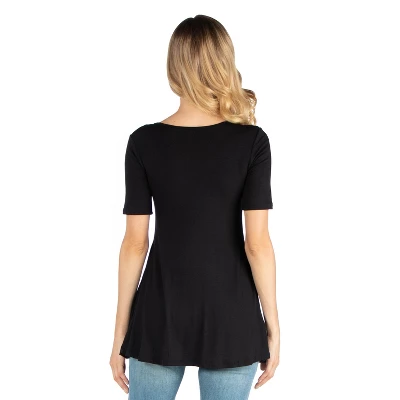 24seven Comfort Apparel Women's Maternity Elbow Sleeve Tunic Top - Image 2