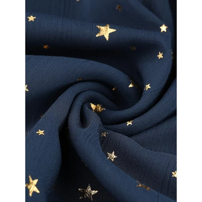 Allegra K Women's Sleeveless Smocked Waist Gilding Metallic Stars Chiffon Party Dress - Image 4