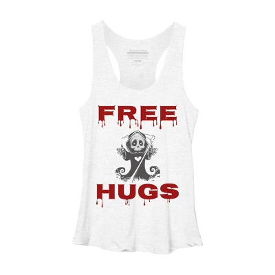 Women's Design By Humans Free Hugs Evil Scary Grim Reaper Halloween Gift By Pipetro Racerback Tank Top - Image 5