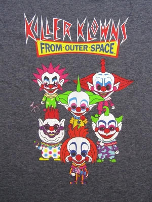 Killer Klowns From Outer Space Chibi Group Art Crew Neck Short Sleeve Navy Melange Women's T-shirt