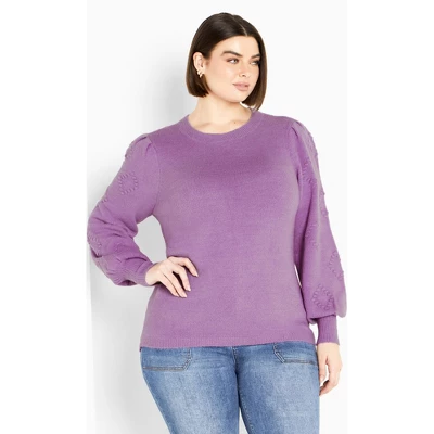 Women's Plus Size Nicky Pom Pom Sweater - Wisteria | AVENUE - Image 7