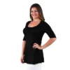 24seven Comfort Apparel Womens Plus Size Elbow Swing Tunic Top