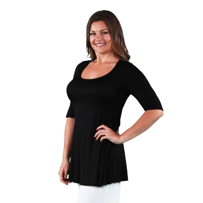 24seven Comfort Apparel Womens Plus Size Elbow Swing Tunic Top