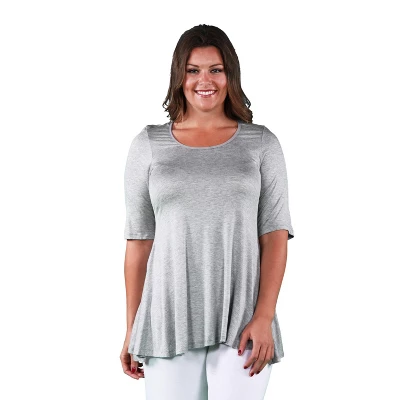 24seven Comfort Apparel Womens Plus Size Elbow Swing Tunic Top - Image 9