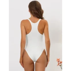 Allegra K Women's Deep V Neck Tummy Control Full Leotard Jumpsuits