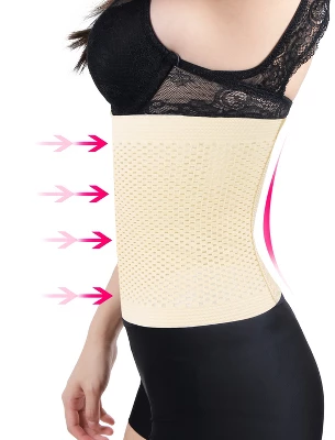 Unique Bargains Mesh Breathable Postpartum Belly Abdominal Shaping Belt Waist Wrapping Shaper Cincher Corset Shapewear Beige X-Large - Image 3