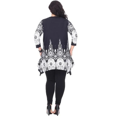 Women's Plus Size 3/4 Sleeve Printed Dulce Tunic Top - White Mark - Image 2