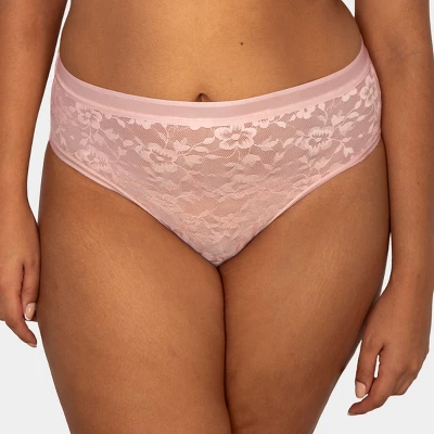Curvy Couture Women's Plus Size No-Show Lace High Cut Brief Panty - Image 7