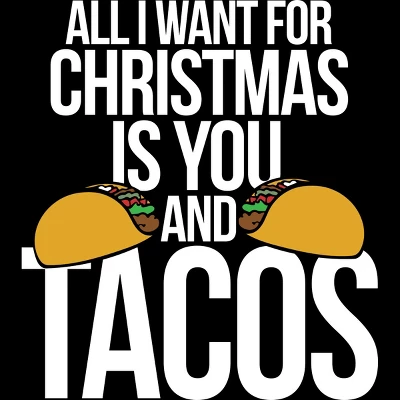 Junior's Design By Humans All I Want For Christmas Is You And Tacos By BubbSnugg T-Shirt