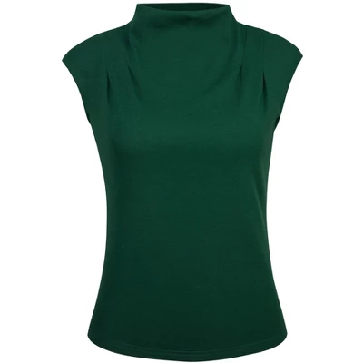 Hobemty Women's Basic Solid Sleeveless Slim Fit Mock Neck Blouse - Image 5