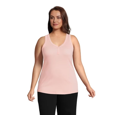 Lands' End Women's 2x2 Rib Henley Tank Top - Image 4
