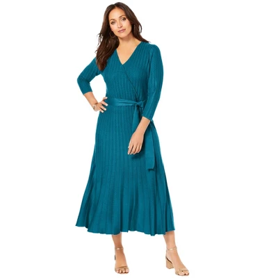 Jessica London Women’s Plus Size Pullover Wrap Sweater Dress - Image 3
