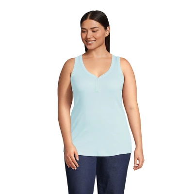 Lands' End Women's 2x2 Rib Henley Tank Top - Image 5