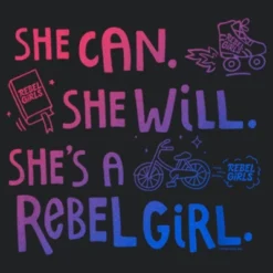 Women's Rebel Girls She Can She Will Doodles Racerback Tank Top