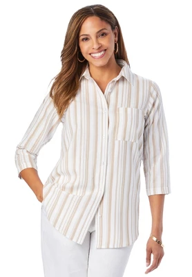 Jessica London Women’s Plus Size Linen 3/4 Sleeve Tunic - Image 5