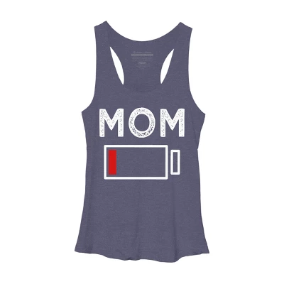 Women's Design By Humans Mom Low Battery Alert By Shirtpublic Racerback Tank Top - Image 3