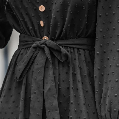 Women's Clip Dot Belted A-Line Midi Dress - Cupshe