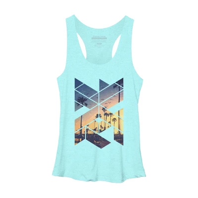 Women's Design By Humans Vintage Palm Beach Geometric By Magnussons Racerback Tank Top - Image 6
