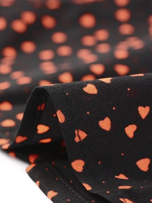 Allegra K Women's Heart-Shaped Polka Dots V Neck Short Sleeve Button Down Vintage Blouse - Image 4