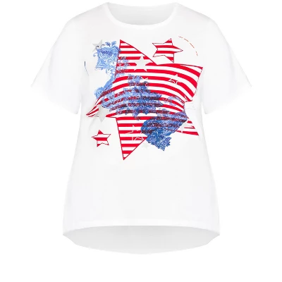 Women's Plus Size Graphic Print Top - White Star | AVENUE - Image 2