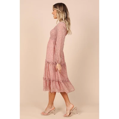 Petal And Pup Womens Edwina Shirred Frill Long Sleeve Midi Dress - Image 2