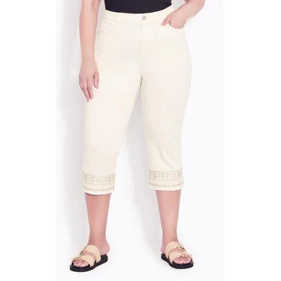 Women's Plus Size Nicola Crop Jean - Cream | AVENUE - Image 4