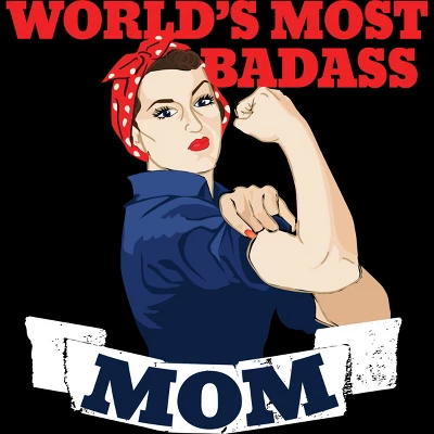 Junior's Design By Humans World's Most Badass Mom By BubbSnugg T-Shirt