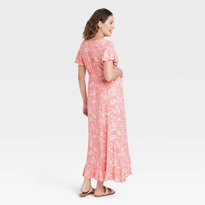 Flutter Short Sleeve Knit Maxi Maternity Empire Waist Dress - Isabel Maternity By Ingrid & Isabel™