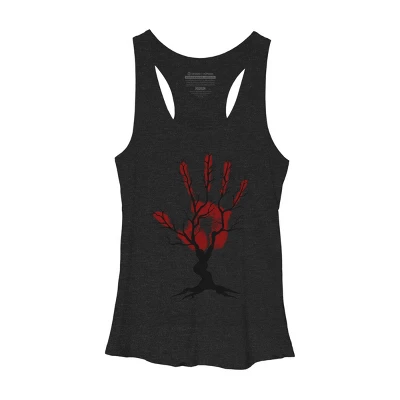 Women's Design By Humans Halloween Tree By AisenArt Racerback Tank Top - Image 7