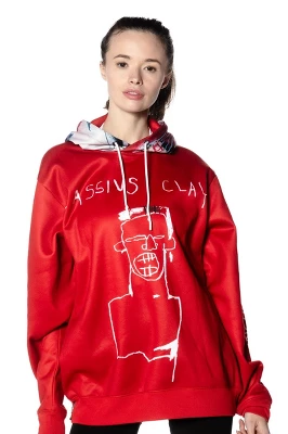 Members Only - Women's Basquiat X Members Only Hoodie Oversized Jacket - Red - Image 5