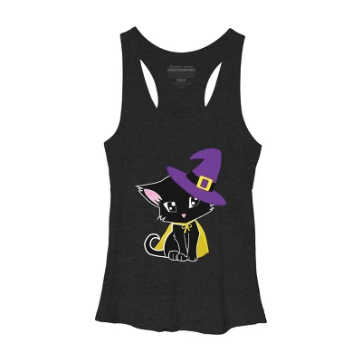 Women's Design By Humans Halloween Cat By AdrianaOliveira Racerback Tank Top - Image 6