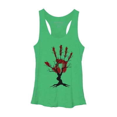 Women's Design By Humans Halloween Tree By AisenArt Racerback Tank Top - Image 5