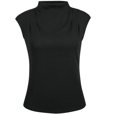 Hobemty Women's Basic Solid Sleeveless Slim Fit Mock Neck Blouse - Image 4