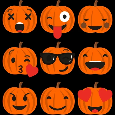 Junior's Design By Humans Halloween Pumpkins Emoji By Honeytree T-Shirt
