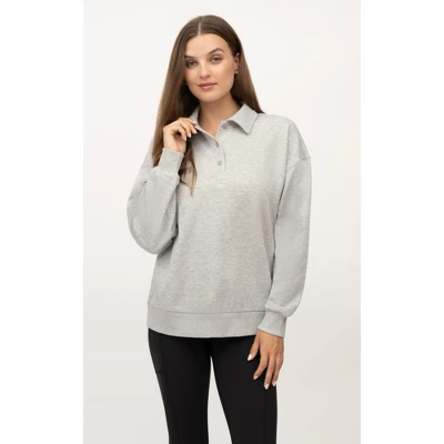 Yogalicious Womens Cloud Plush Grove Cozy Polo Sweatshirt - Image 6