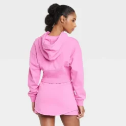 Women's Full Zip French Terry Cropped Hooded Sweatshirt - JoyLab™