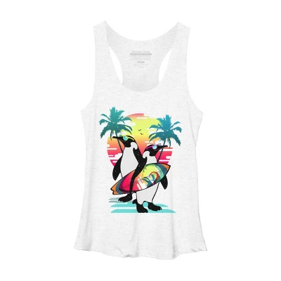 Women's Design By Humans Penguin Summer Vacation By Clingcling Racerback Tank Top - Image 7