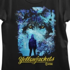 Yellowjackets Blue Wolf Crew Neck Short Sleeve Black Women's T-shirt
