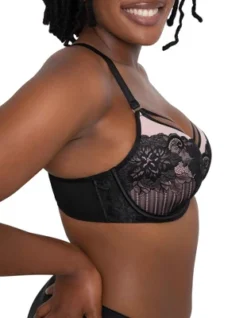 Curvy Couture Women's Strappy Tulip Lace Push Up Bra