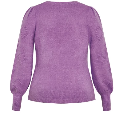 Women's Plus Size Nicky Pom Pom Sweater - Wisteria | AVENUE - Image 5