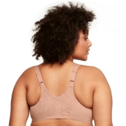 Glamorise Womens Lacey T-Back Front-Closure WonderWire Underwire Bra 9246 Cappuccino