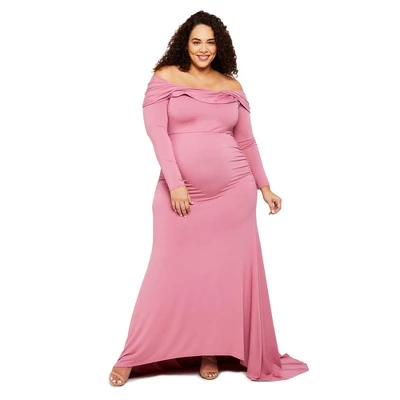 Plus Size Off The Shoulder Maternity Maxi Dress | Motherhood Maternity - Image 6