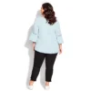 Women's Plus Size Crochet Split Sleeve Top - Chambray Blue | EVANS