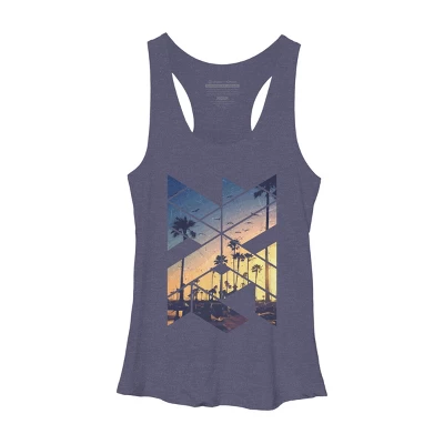 Women's Design By Humans Vintage Palm Beach Geometric By Magnussons Racerback Tank Top - Image 7