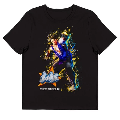 Street Fighter VI Luke Graffiti Name Crew Neck Short Sleeve Black Women's T-shirt - Image 2