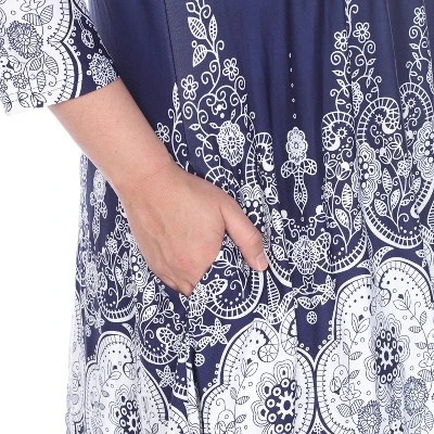 Women's Plus Size 3/4 Sleeve Printed Dulce Tunic Top - White Mark - Image 5