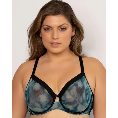 Curvy Couture Womens Sheer Mesh Full Coverage Unlined Underwire Bra - Image 17